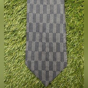 Vintage Marks & Spencer Gray 100% Silk Checkered Tie NWT